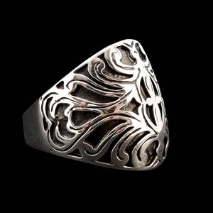 Carved Ring, Sterling Silver Flourishes Carved Ring, Flourishes Ring, All Sizes, Silveralexa