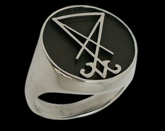 Sterling Silver Sigil of Lucifer Ring, Satanic Symbol
