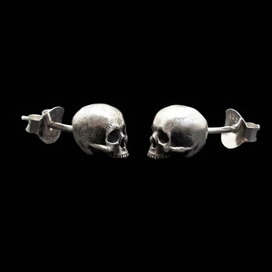 Skull Earrings, Sterling Silver Stud Skull Earrings, Love to Death Earrings (the pair), Stud Earrings,  Silveralexa
