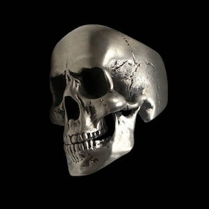 Silver Skull Ring, Sterling Silver Skull Ring, Full Jaw Skull Ring, Anatomical Skull Ring, Silver Gift for Him, All Sizes, Silveralexa
