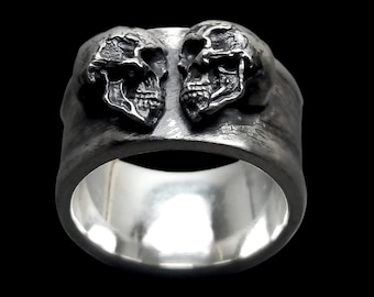 Anillo de calavera de plata de ley, amantes eternos, alianza de boda