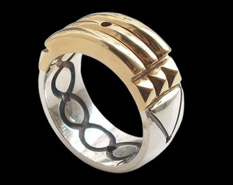 Atlantis Ring, Sterling Silver Atlantis Ring, 24k Gold Plated Black Finish, Silver Unisex Ring, All Sizes, Silveralexa
