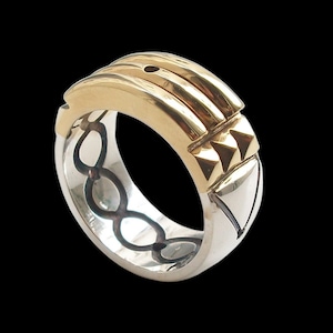 Anillo Atlantis, anillo Atlantis de plata esterlina, acabado negro bañado en oro de 24 k, anillo unisex de plata, todos los tamaños, Silveralexa