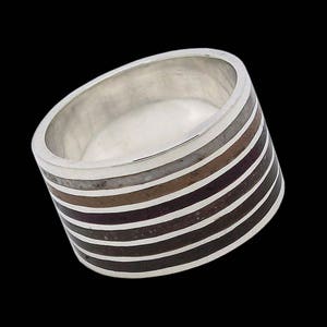 Inlay Ring, Sterling Silver Inlay Ring, Mosaic Brown Kenia Ring, Crushed Stones Ring, Silveralexa