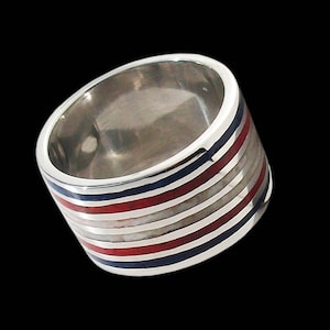 Inlay Ring, Sterling Silver Inlay Ring, Mosaic Nautical Colors Ring, Crushed Stones Ring, Silveralexa