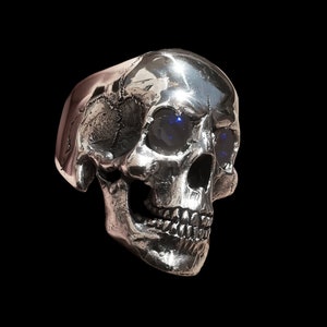 Schädelring, Sterling Silber Schädelring, Saphir Schädelring, voller Kiefer Schädelring, anatomischer Schädelring, alle Größen, Silveralexa