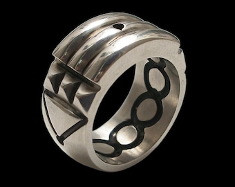 Atlantis Ring, Sterling Silver Atlantis Ring, Black Finish, Silver Unisex Ring, All Sizes, Silveralexa