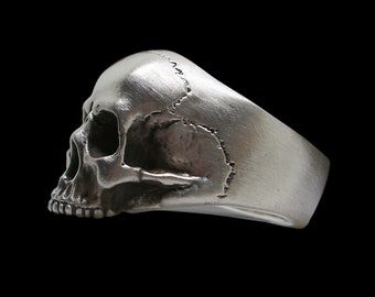 Bague tête de mort, bague tête de mort Keith Richards en argent sterling, bague tête de mort anatomique, toutes les tailles, Silveralexa