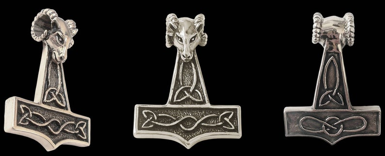 Thor Hammer pendant  Sterling Silver Thor Hammer Goat Pendant image 3