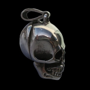 Skull Pendant, Sterling Silver Skull Pendant, Poison Pendant, Pillbox Pendant, Moveable lower Jaw, Skull Poison Pendant, Silveralexa image 1