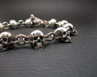 アクセサリー Rock Candy Twin Head Skull Bracelet Amazon.com: Alloy Heavy Skull Bracelet with String of 3D