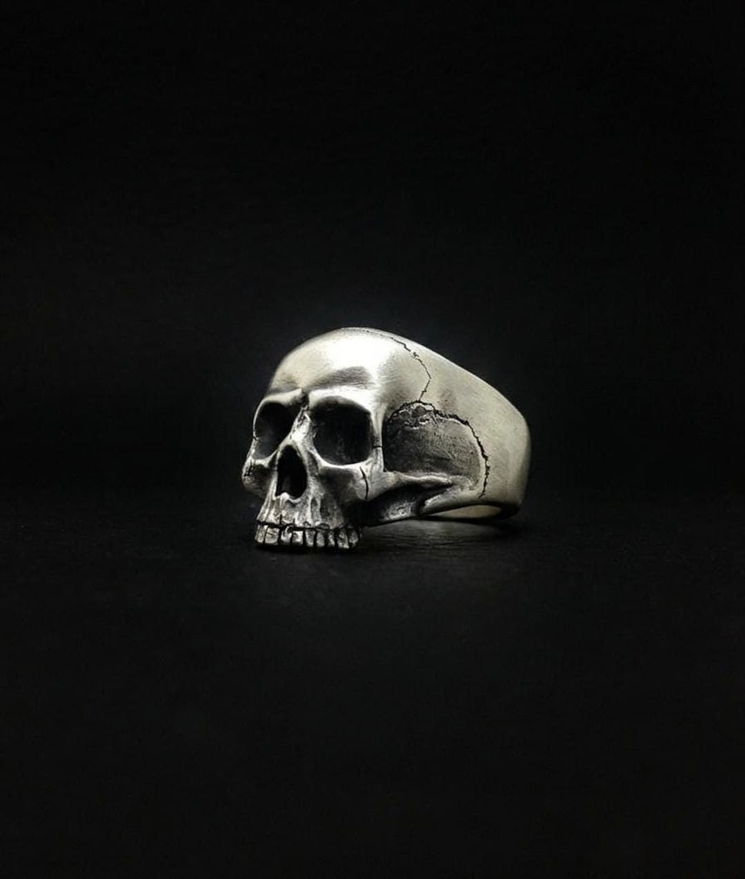Skull Ring, Sterling Silver Keith Richards Skull Ring, Anatomical