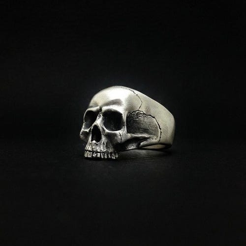 Skull Ring, Sterling Silver Keith Richards Skull Ring, Anatomical
