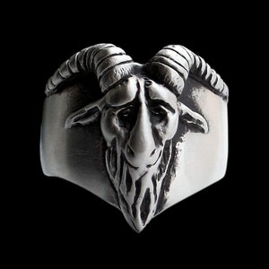 Baphomet Ring, Sterling Silver Baphomet Ring, Evil Ring, Sabbatic Goat Ring, Brushed or Shiny finish, all sizes, Silveralexa