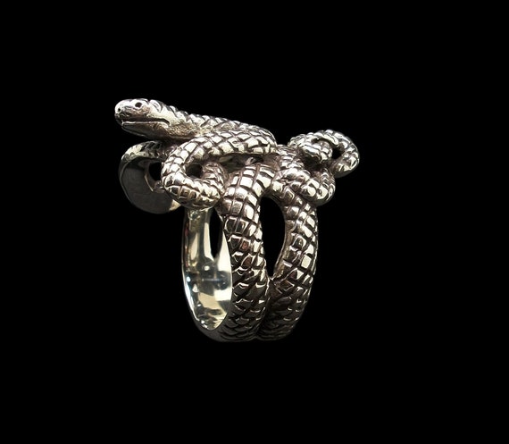 Sterling Silver Coiled Snake Ring, Inspired Design - Etsy