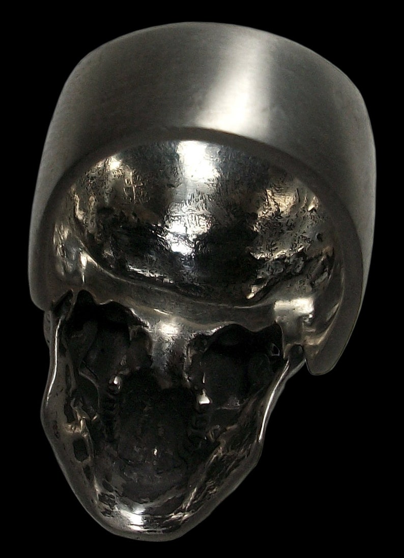 Skull Ring Sterling Silver Anatomical Skull Ring With Jaw Etsy
