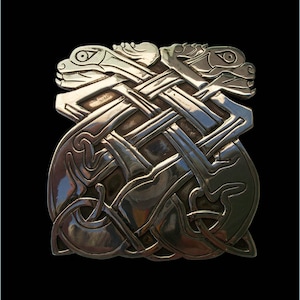 Celtic Belt Buckle, Sterling Silver Celtic Belt Buckle, Celtic Dogs, inspired Book of Kells, Silveralexa