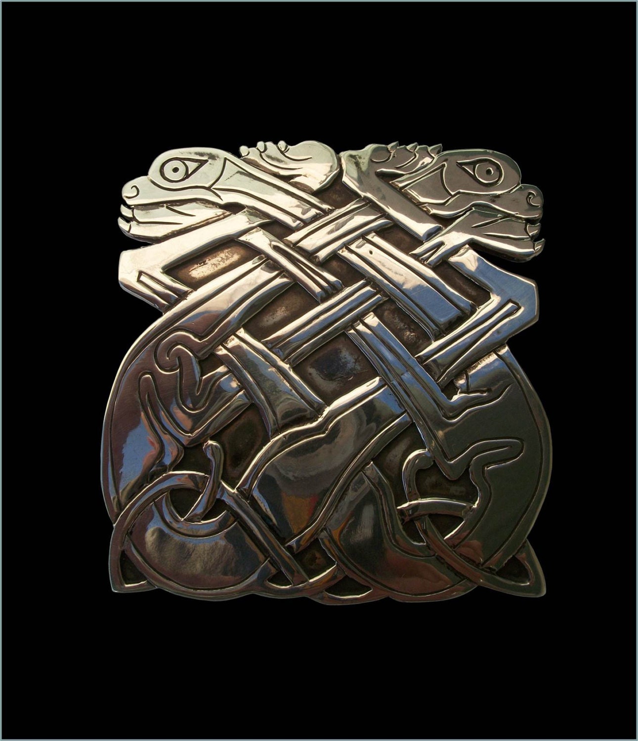 Sterling Silver Celtic Dog Belt Buckle, Book of Kells Inspired