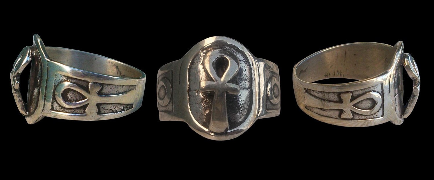 Anello Ankh Ovale In Argento Sterling 925 Per Uomo E Donna - Gioiello Con Croce Egizia - Regalo Simbolico