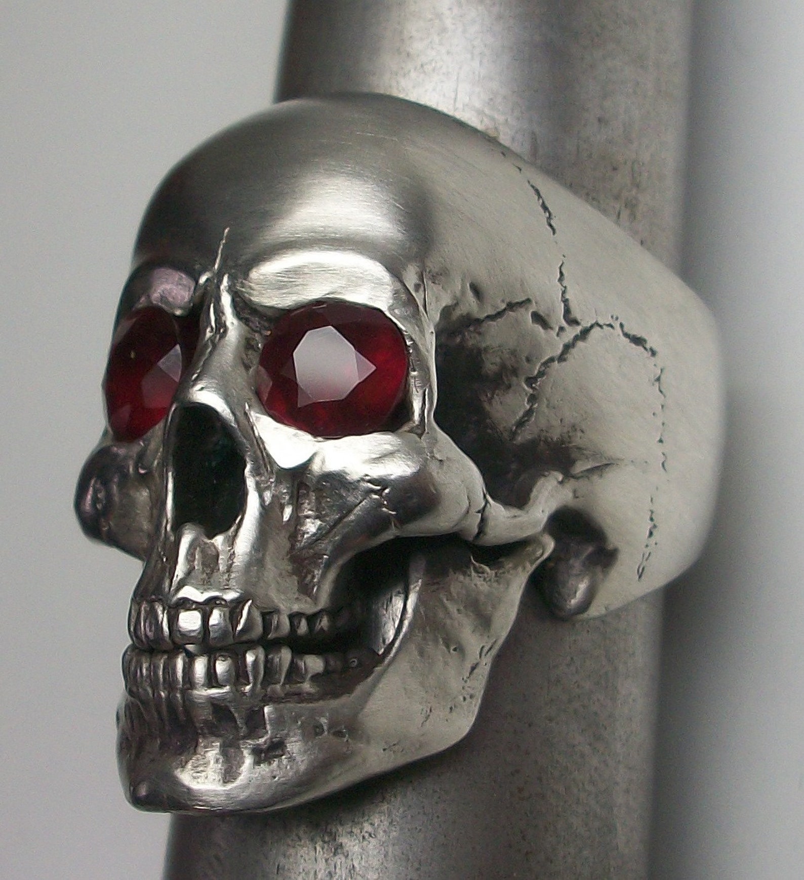 Skull Ring Sterling Silver Anatomical Skull Ring With Jaw Etsy