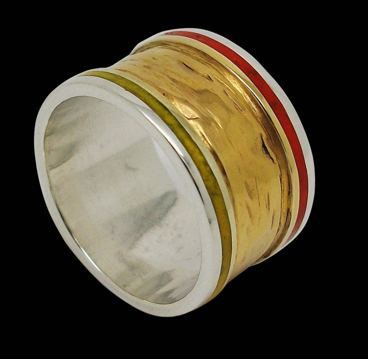 Inlay Ring, Sterling Silver Inlay Ring, 24k Gold Plating Ring, Mosaic ...