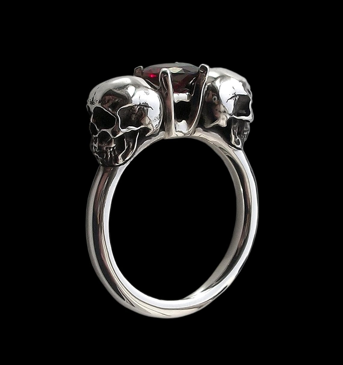 Skull Engagement Ring Sterling Silver Dark Gothic Skull Etsy