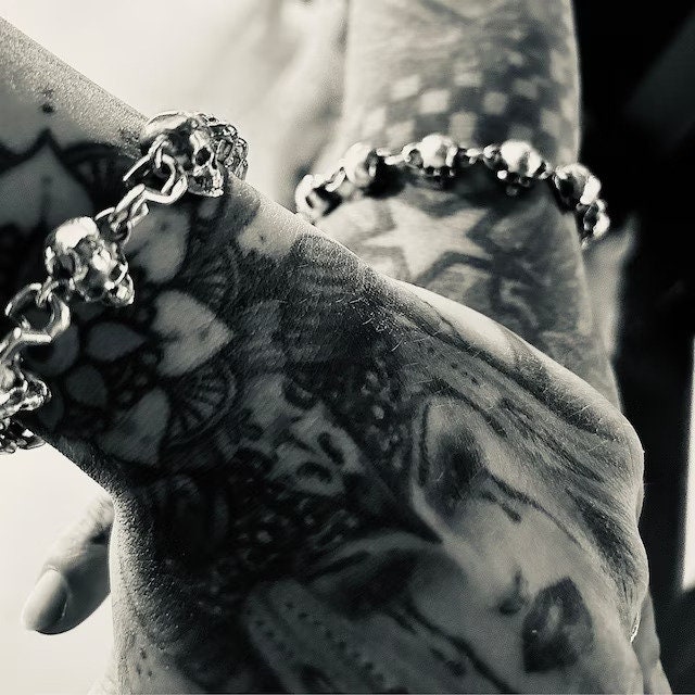 Skull Bracelet, Sterling Silver Skull Bracelet, Silver Skull Skull Bracelet, Sterling Silver Skull Bracelet, Silver Skull