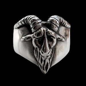 Baphomet Ring, Sterling Silver Baphomet Ring, Evil Ring, Sabbatic Goat Ring,  Brushed or Shiny finish, all sizes, Silveralexa