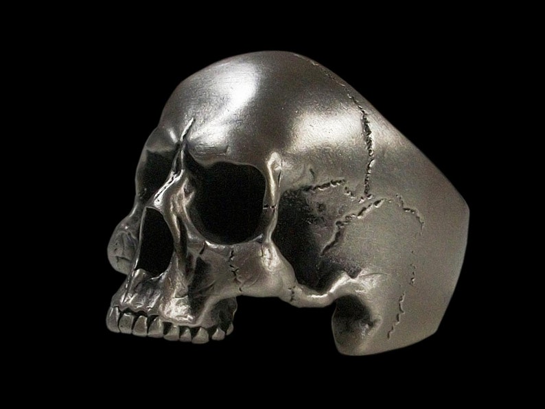 Skull Ring  Sterling Silver Anatomical Keith Richards Skull image 0