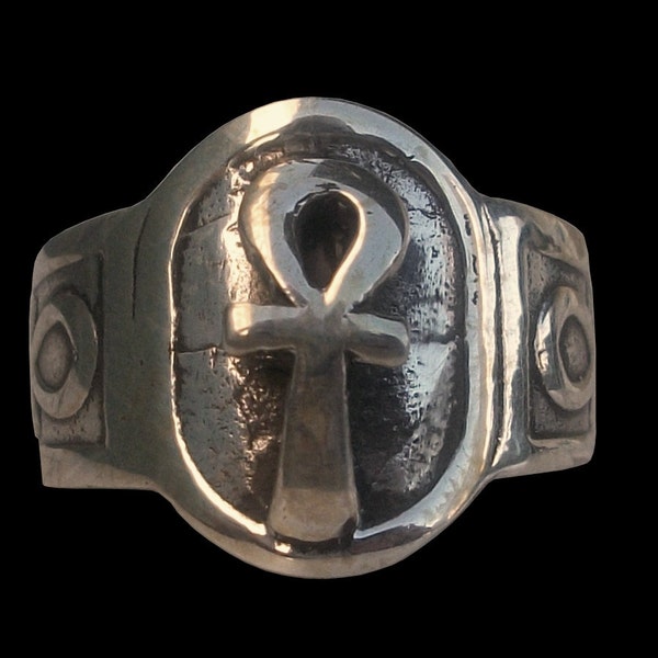 Ankh Kreuz Ring, Sterling Silber Ankh Kreuz, ägyptisches Symbol Ring, Fruchtbarkeit Charm Ring, alle Größen, Silveralexa