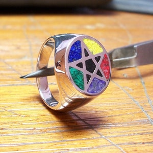 Pentagram Ring, Sterling Silver Pentacle Ring, 5 Elements Ring, Star ...