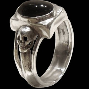 Engagement Skull Ring, Sterling Silver Skull Ring, Black Onyx Ring, Love to Death, Silver Engagement Ring, All Sizes, Silveralexa image 3