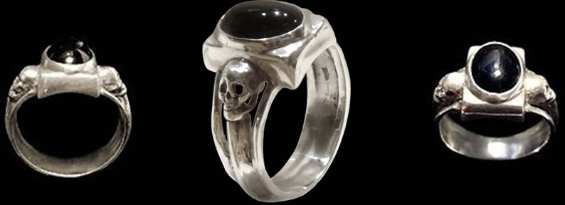 Engagement Skull Ring, Sterling Silver Skull Ring, Black Onyx Ring, Love to Death, Silver Engagement Ring, All Sizes, Silveralexa image 3