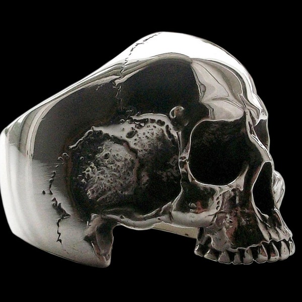 Bague tête de mort, bague tête de mort en argent sterling, bague tête de mort Keith Richards, bague tête de mort anatomique, toutes les tailles, Silveralexa