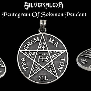 Tetragrammaton Pendant, Sterling Silver Tetragrammaton Pendant, Pentagram of Solomon Pendant, Name of God, Pentacle Pendant, Silveralexa image 2