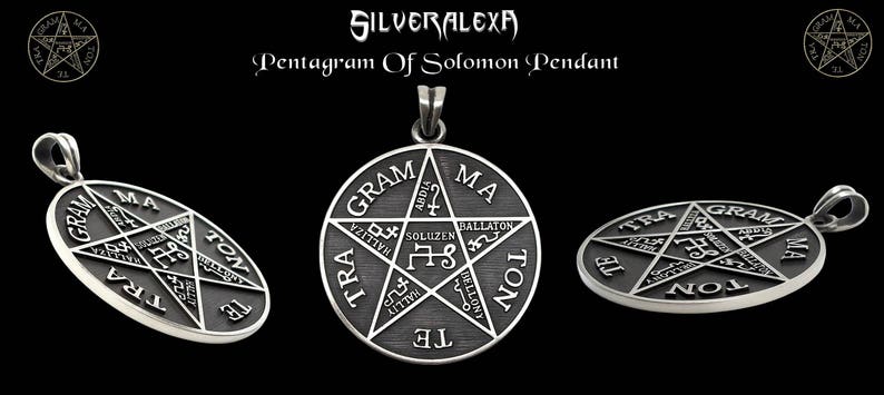 Tetragrammaton Pendant, Sterling Silver Tetragrammaton Pendant, Pentagram of Solomon Pendant, Name of God, Pentacle Pendant, Silveralexa image 2