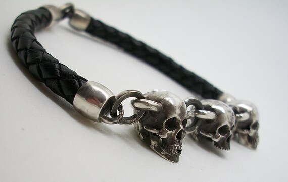 かわいい！ Silver Sterling Bracelet, Skull Skull and Silver Bracelet, アクセサリー