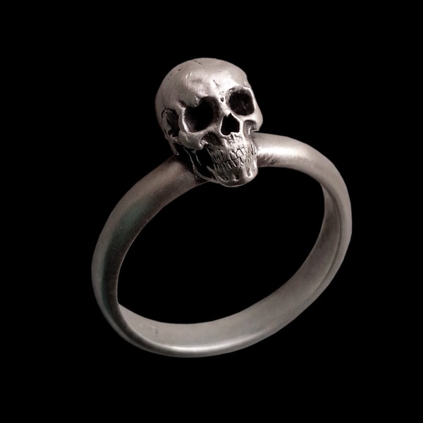 Small Skull Ring, Sterling Silver Engagement Skull Ring, Silver Skull Band Ring, Small band Ring, Wedding Band Ring, All Sizes, Silveralexa