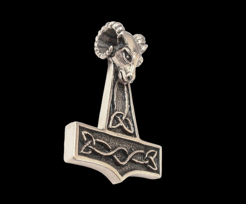 Thor Hammer pendant  Sterling Silver Thor Hammer Goat Pendant image 1