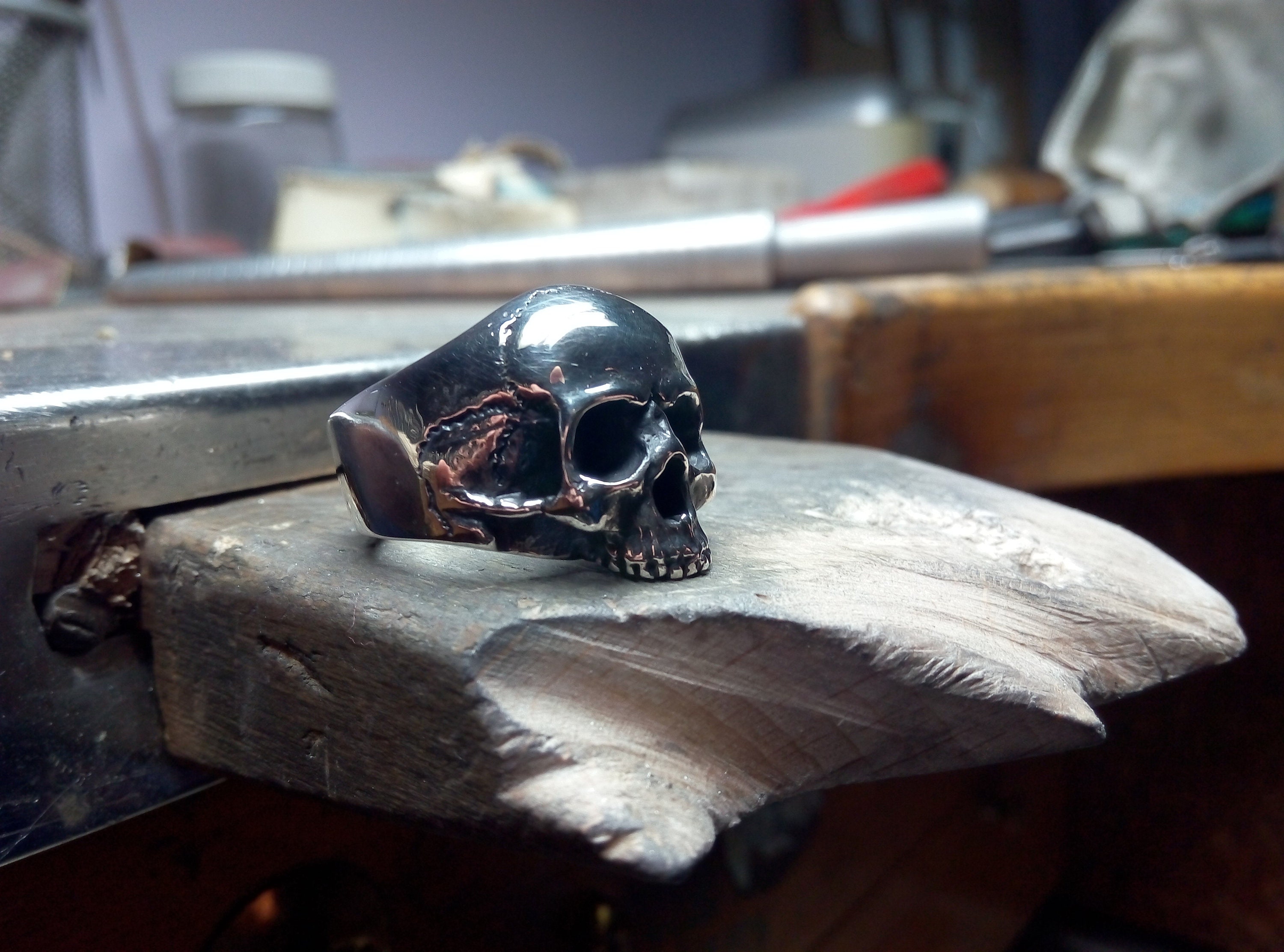 Skull Ring, Sterling Silver Keith Richards Skull Ring