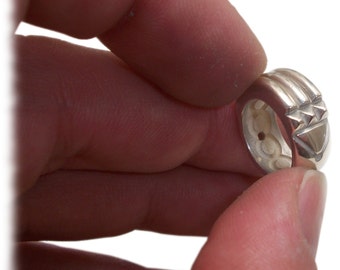 Anello mini Atlantide in argento sterling, perlina amuleto, taglia bambino da 2 a 3,25