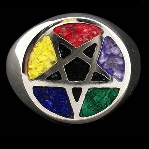 Pentagram Ring, Sterling Silver Pentacle Ring, 5 Elements Ring, Star ...