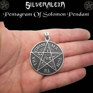 Tetragrammaton Pendant, Sterling Silver Tetragrammaton Pendant, Pentagram of Solomon Pendant, Name of God, Pentacle Pendant, Silveralexa image 3