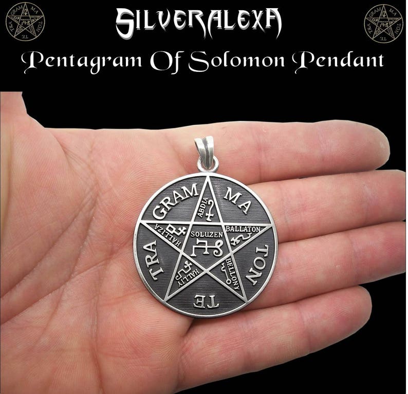 Tetragrammaton Pendant, Sterling Silver Tetragrammaton Pendant, Pentagram of Solomon Pendant, Name of God, Pentacle Pendant, Silveralexa image 3