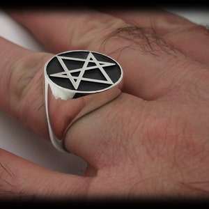 Unicursal Hexagram, large black and silver, extra thick version - NECKLACE