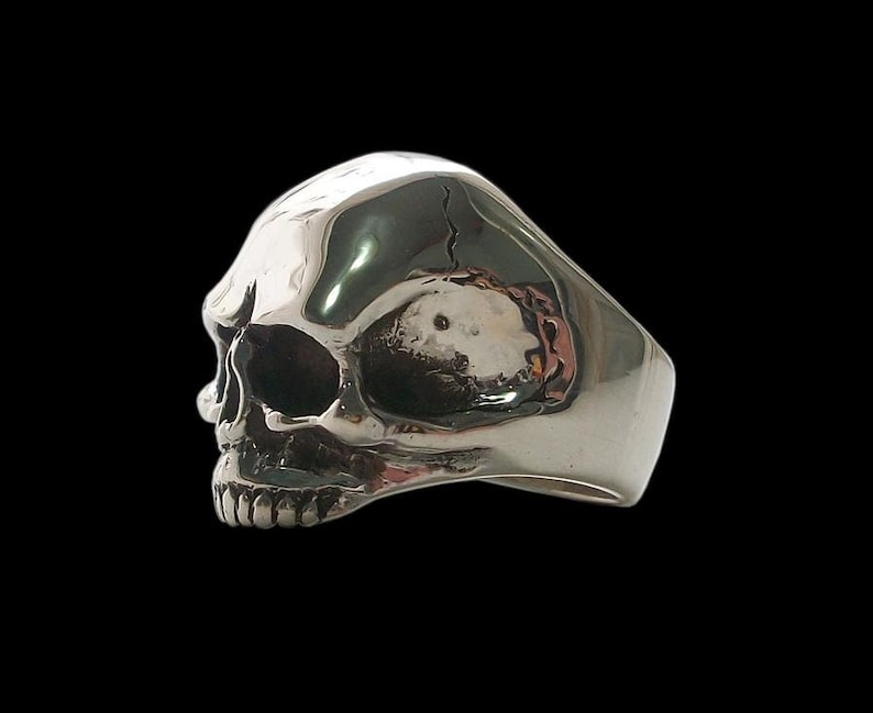 Skull Ring, Sterling Silver Keith Richards skull ring, Solid inside, Silver Skull Ring, Shiny Finish, All Sizes, Silveralexa image 1