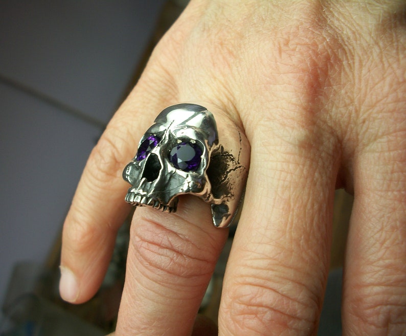 Skull ring Sterling Silver Anatomical Keith Richards Skull Etsy