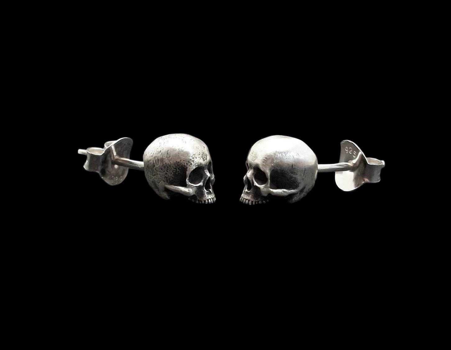 Skull Earrings Sterling Silver Stud Skull Earrings Love to - Etsy