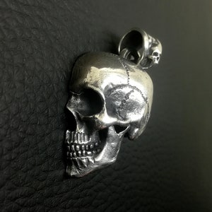 Skull Pendant, Sterling Silver Skull Pendant, Half Skull Pendant, Anatomical Designed from real human skull, Full Jaw Skull, Silveralexa