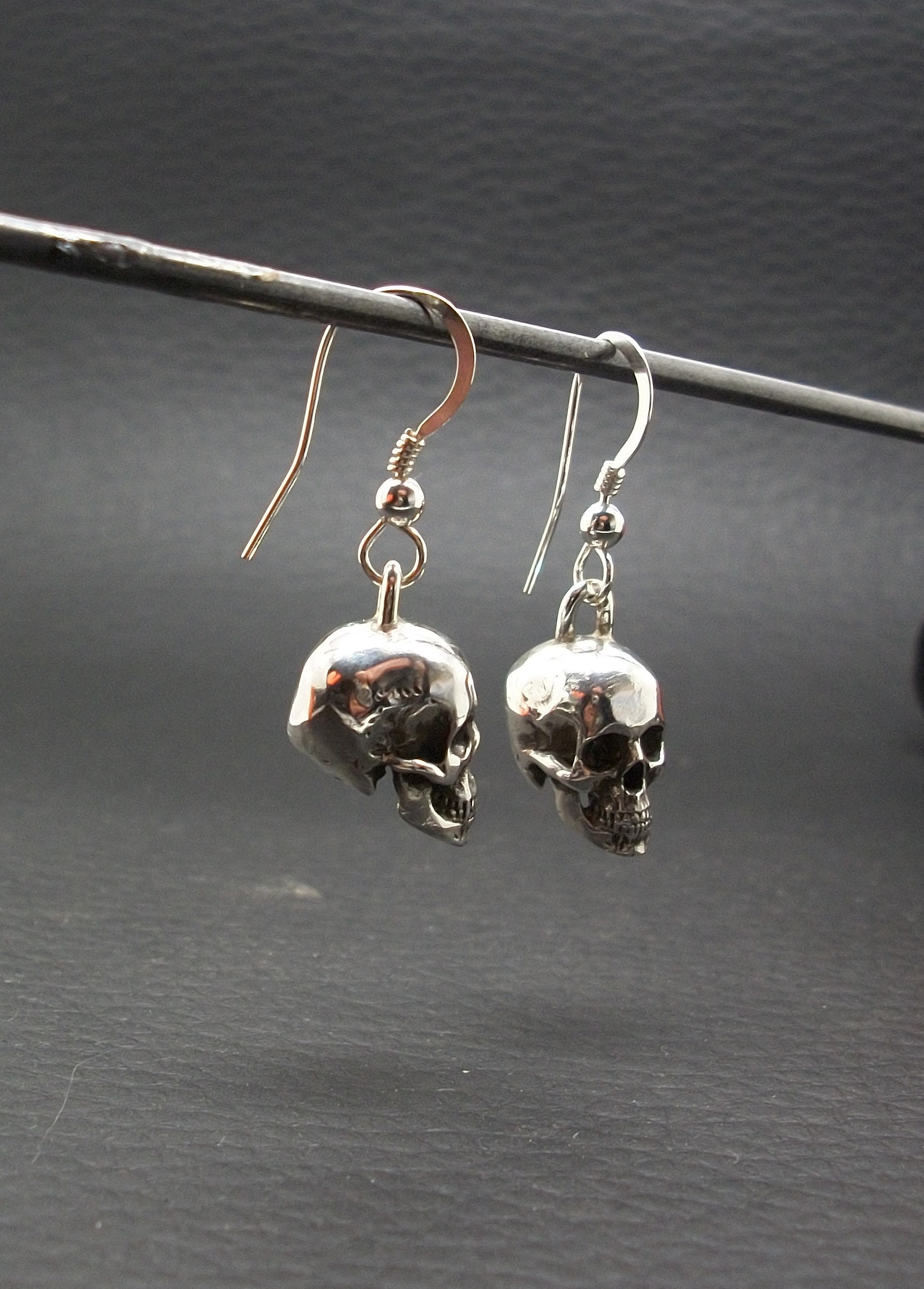 Skull Earrings Sterling Silver Skull Earrings Love to | Etsy